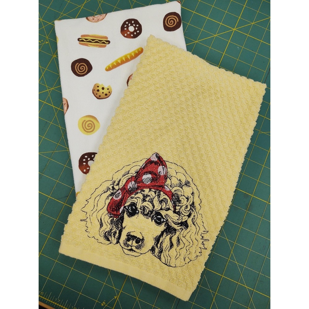 Poodle Dog With Headband Kitchen Bath Hand Bar Towel Set of 2 Great Gift Idea!
